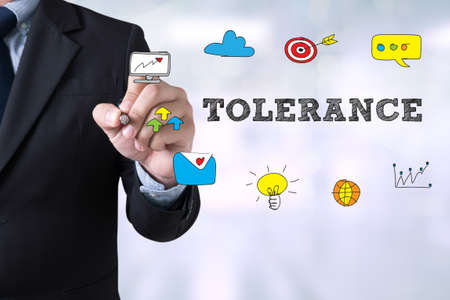 Businessman drawing Landing Page TOLERANCE CONCEPTの写真素材