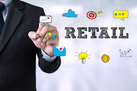Businessman drawing Landing Page RETAIL CONCEPTの写真素材