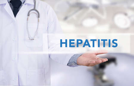 HEPATITIS CONCEPT ,Medicine doctor hand workingの写真素材
