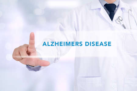 Alzheimers Disease concept Medicine doctor working with computer interface as medicalの写真素材
