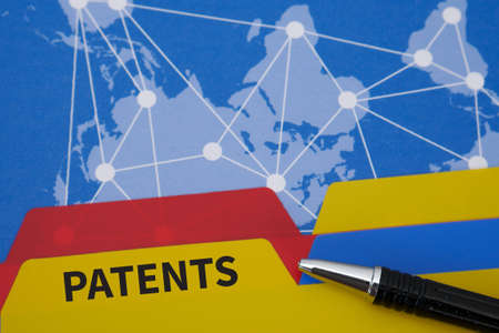 PATENTS Office folder color on Desktop on table and business strategyの写真素材