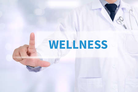 WELLNESS Medicine doctor working with computer interface as medicalの写真素材