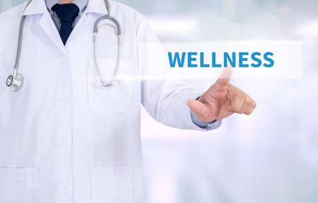 WELLNESS Medicine doctor working with computer interface as medicalの写真素材