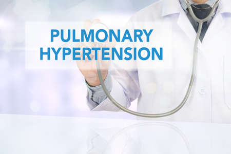 PULMONARY HYPERTENSION Medicine doctor hand working on virtual screenの写真素材