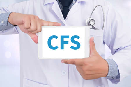 CFS Doctor holding  digital tabletの写真素材