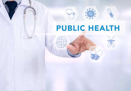 PUBLIC HEALTH CONCEPT  Medicine doctor working with computer interface as medicalの写真素材