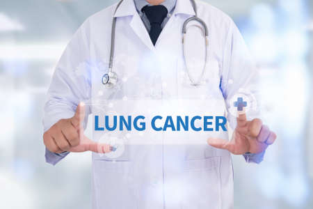 LUNG CANCER  Medicine doctor hand workingの写真素材
