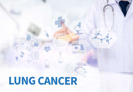 LUNG CANCER  Medicine doctor working with computer interface as medicalの写真素材