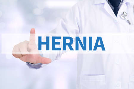 HERNIA Medicine doctor working with computer interface as medicalの写真素材