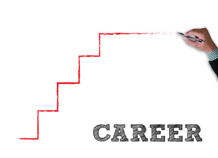 CAREER businessman work on white broad, top viewの写真素材