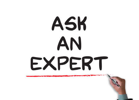 ask an expert businessman work on white broad, top viewの写真素材