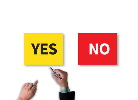 CHOICE      The concept of making the right  businessman work on white broad, top viewの写真素材