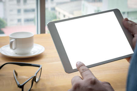 Computing Computer  Laptop with blank screen on tableの写真素材