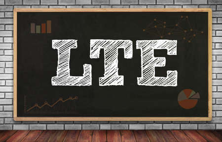 LTE CONCEPT  3g  4g  5g  6g on brick wall and chalkboard backgroundの写真素材