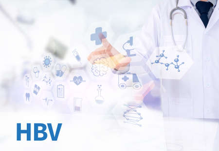 HCV  Medicine doctor working with computer interface as medicalの写真素材