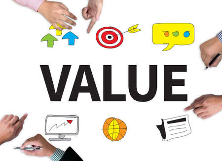 Value businessman work on white broad, top viewの写真素材