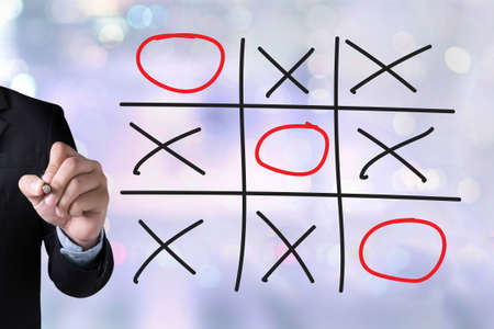 XO game of tic tac toe game  close up ox (Hand drawn tic-tac-toe element)の写真素材