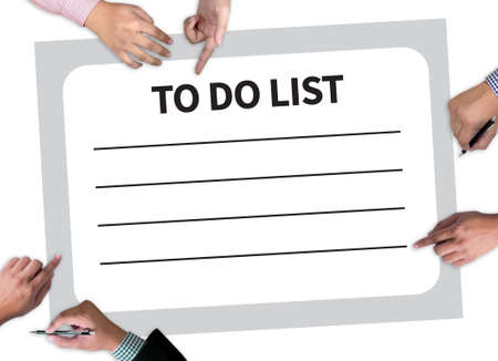 TO DO LIST  Organization Management businessman work on white broad, top viewの写真素材