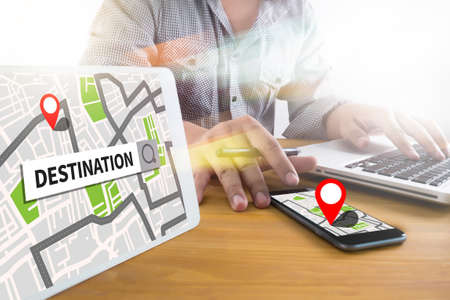 City Map DESTINATION Route Way Route Way Route  City Map Destination Route NAVIGATIOの写真素材