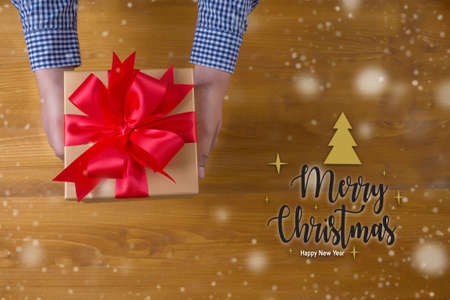 BOX gift  and small gift wrapped , presents and Christmas ,  man using tablet and gifts,...