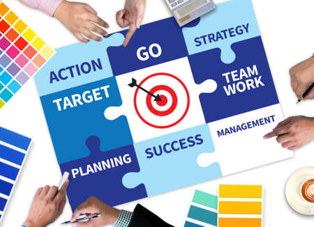 Achievement Success Goals and success and team work  Jigsaw Puzzle  to Targetの写真素材