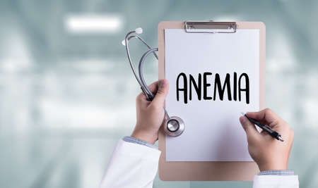 ANEMIA blood for Anemia test , Medical Concept: Anemia  , Diagnosis Iron deficiency anemia , ANEMIA Medicine doctor hand working Professional doctor , aplastic anemiaの写真素材