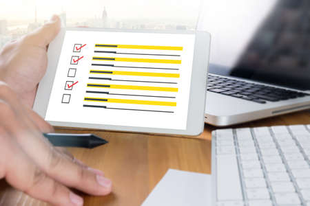 businessman  SURVEY and  Results Analysis Discovery Conceptの写真素材