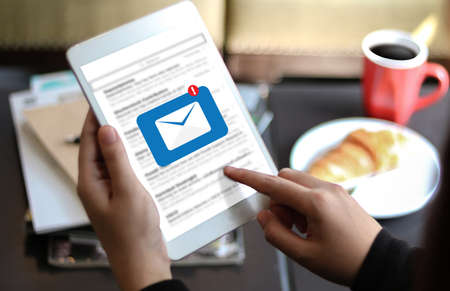Mail Communication Connection message to mailing contacts phone Global Letters Conceptの写真素材