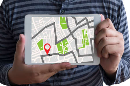 GPS Map to Route Destination Location,Street Map with GPS Icons, Navigationの写真素材