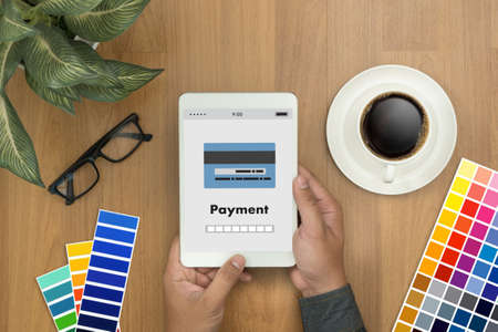 Man using mobile payments online shopping m-banking  Internet Global Marketing