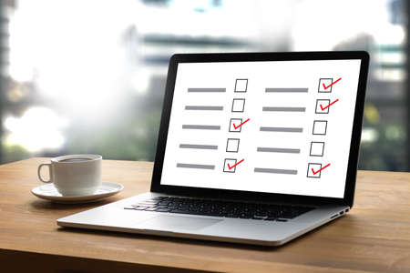 SURVEY and Results Analysis Discovery businessman giving online Concept