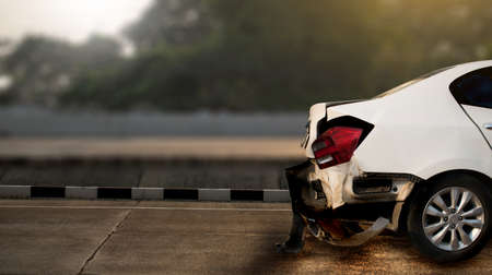 car accident damaged on the road car crash accident on street, damaged automobilesの写真素材