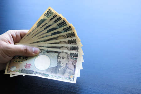 yen notes  money concept background Closeup of Japanese currency yen bankの写真素材