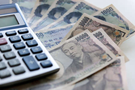 yen notes  money concept background Closeup of Japanese currency yen bankの写真素材
