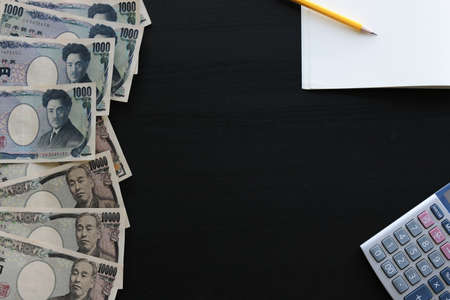 yen notes  money concept background Closeup of Japanese currency yen bankの写真素材