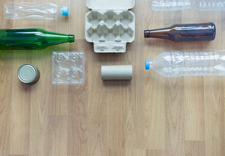 Recyclable garbage consisting  glass Savings plastic Plastic Environment Reduce Junkの写真素材