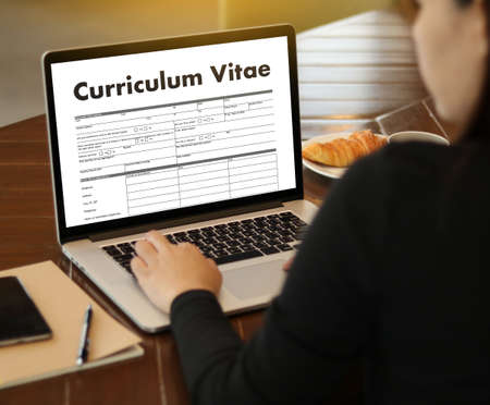 CV - Curriculum Vitae (Job interview concept with business CV resume) , BUSINESS OFFICE BUSINESSMAN WORKING application jobの写真素材