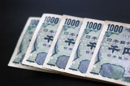 yen notes  money concept background Closeup of Japanese currency yen bankの写真素材