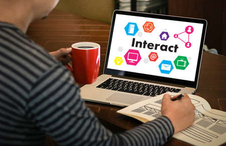 Interact Communicate Businessman working Connect Social Media Social Networkingの写真素材