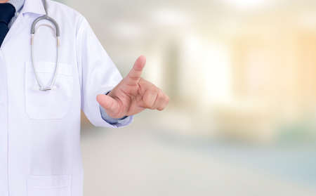 healthcare  doctor touching virtual interface application, concept  health technology and copy space Medical co working conceptの写真素材