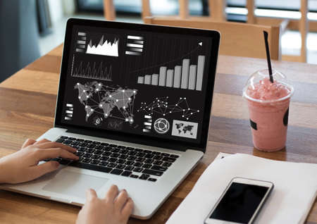 Analysis the Market  Business Team Investment Entrepreneur Trading checking stock market on tablet financial graphの写真素材