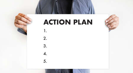 ACTION PLAN Strategy Vision Planning , Creative Development Process , business man of planのeditorial素材