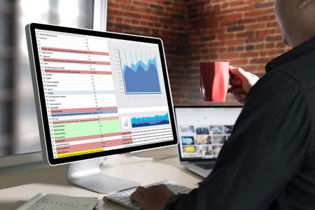 work hard Data Analytics Statistics Information Business Technologyのeditorial素材