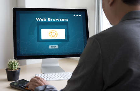 browser http man use computer Web Browsers Online Networking Connection Technology Digitalの写真素材