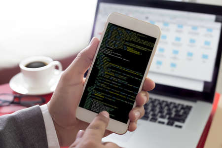 Developer Team Working Laptop Computer Mobile Application Softwareand Web Design Online Technology...