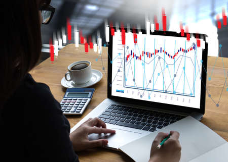 Financial forex Stock market, financial, business Candle stick graph chartの写真素材