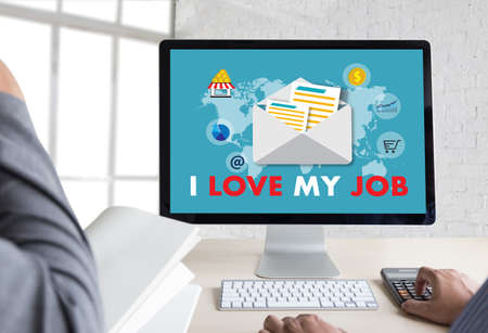 Good Job Assistant I LOVE MY JOB  Businessman and Businesswoman Successful workの写真素材