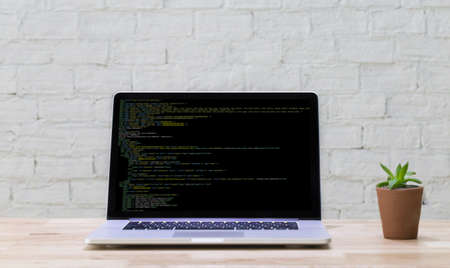 laptop on tableの写真素材