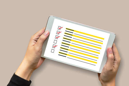 businessman SURVEY and Results Analysis Discovery Conceptのeditorial素材