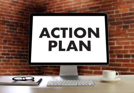 ACTION PLAN Strategy Vision Planning , Creative Development Process , business man of planの写真素材
